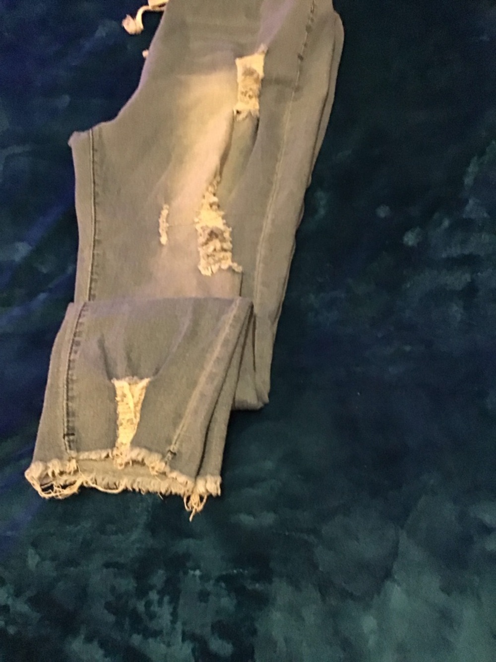 Distressed Blue Drawstring Jeans - Picture 4 of 6